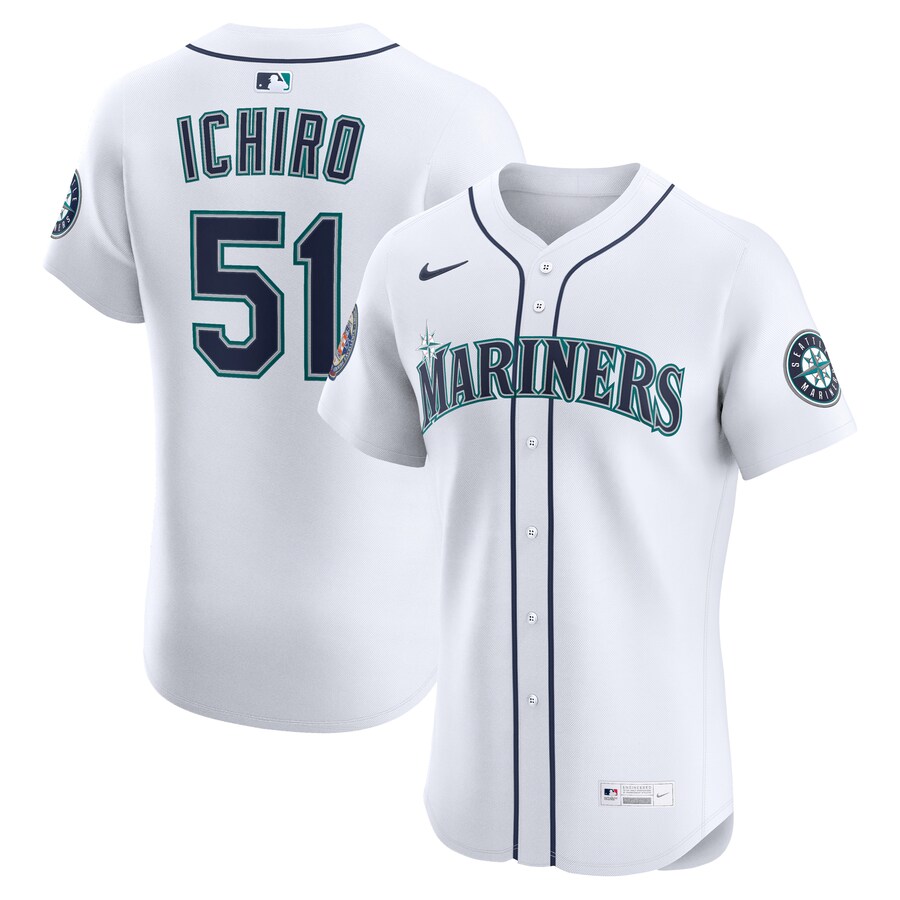 Men's Seattle Mariners Ichiro Suzuki Nike White 2025 National Baseball Hall of Fame Road Elite Player Jersey - ujerseystore