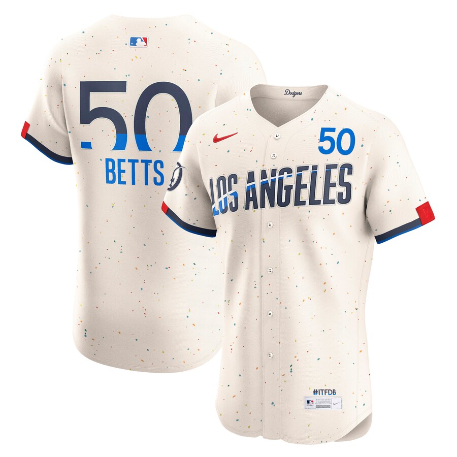 Men's Los Angeles Dodgers Mookie Betts Nike Cream City Connect Elite Jersey - ujerseystore