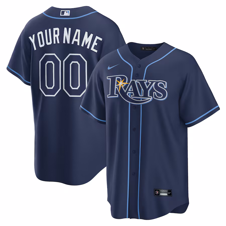 Men's Tampa Bay Rays Nike Navy Away Custom Replica 2.0 Jersey - ujerseystore