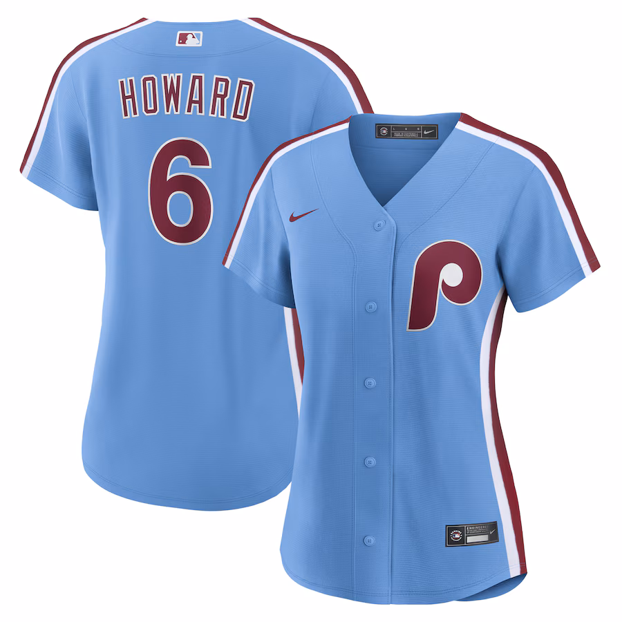 Women's Philadelphia Phillies Ryan Howard Nike Light Blue Replica Jersey - ujerseystore