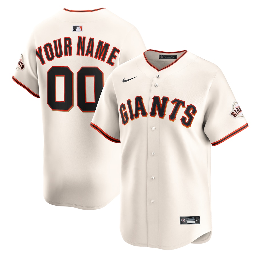 Youth San Francisco Giants Nike Cream Home Custom Limited Jersey - ujerseystore