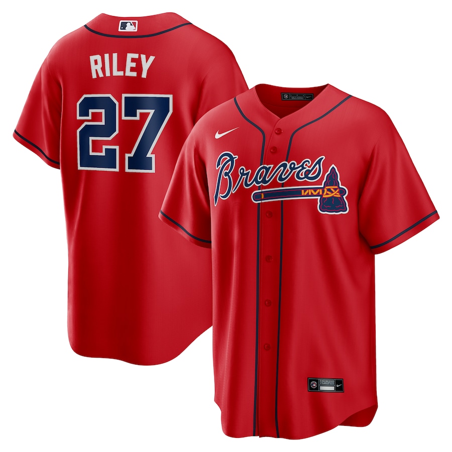 Men's Atlanta Braves Austin Riley Nike Red Alternate 2 Replica Jersey - ujerseystore
