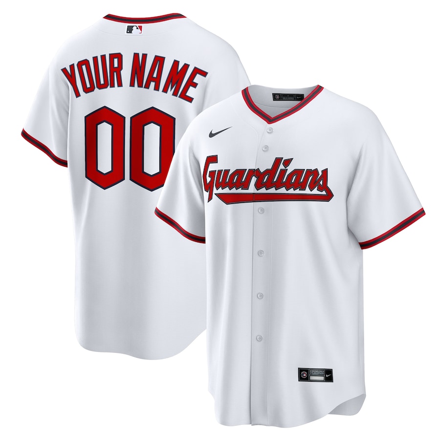 Men's Cleveland Guardians Nike White Home Custom Replica 2.0 Jersey - ujerseystore
