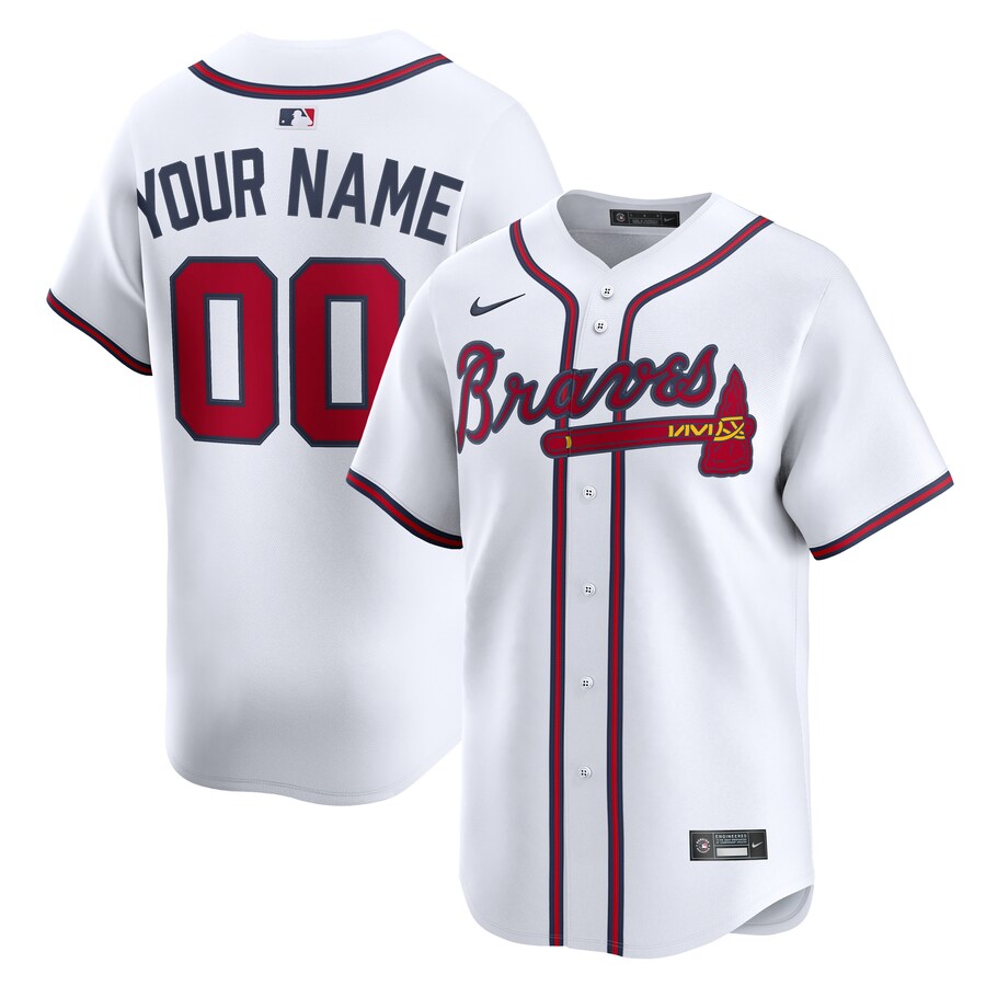 Youth Atlanta Braves Nike White Home Custom Limited Jersey - ujerseystore