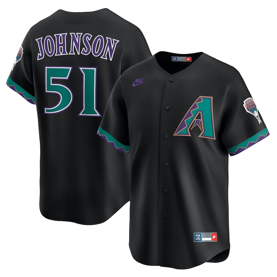 Men's Arizona Diamondbacks Randy Johnson Nike Black Throwback Cooperstown Collection Limited Jersey - ujerseystore
