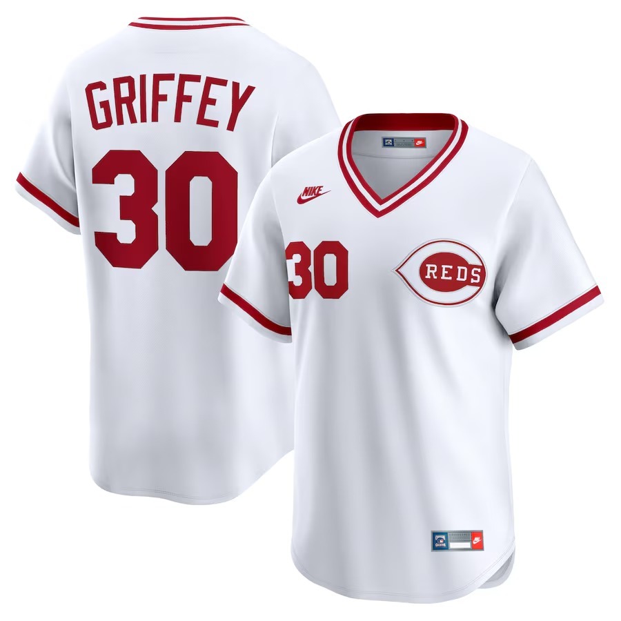 Men's Cincinnati Reds Ken Griffey Nike White Throwback Cooperstown Collection Limited Jersey - ujerseystore