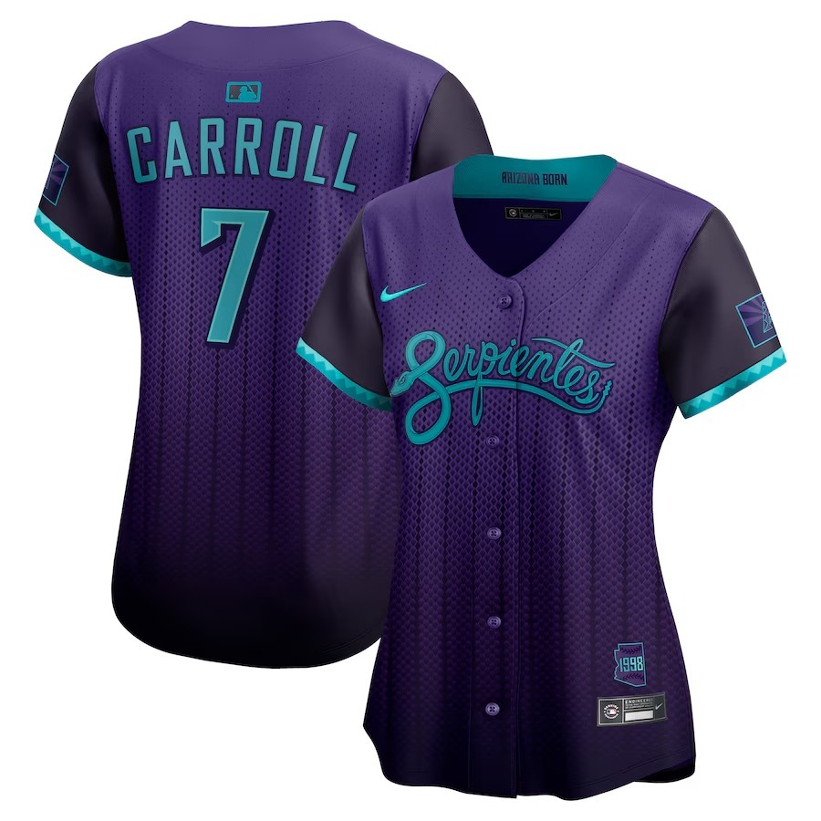 Women's Arizona Diamondbacks Corbin Carroll Nike Purple 2025 City Connect Limited Player Jersey - ujerseystore