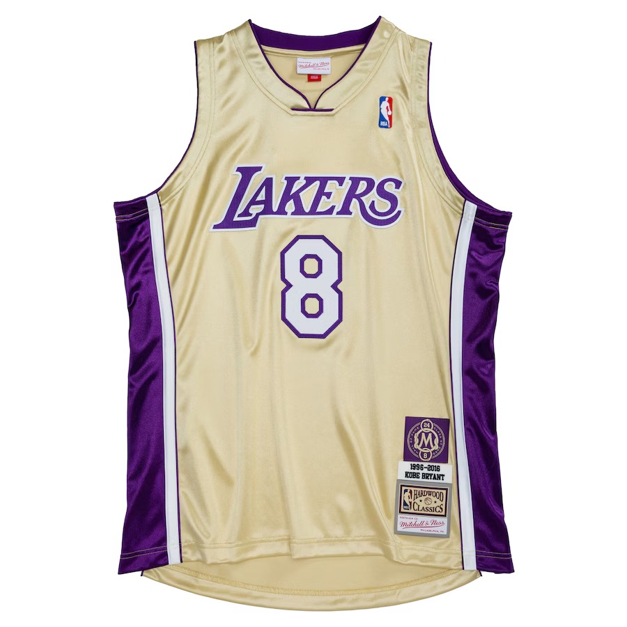 Men's Los Angeles Lakers Kobe Bryant Mitchell & Ness Gold Hall of Fame Class of 2020 #8 Authentic Jersey - ujerseystore