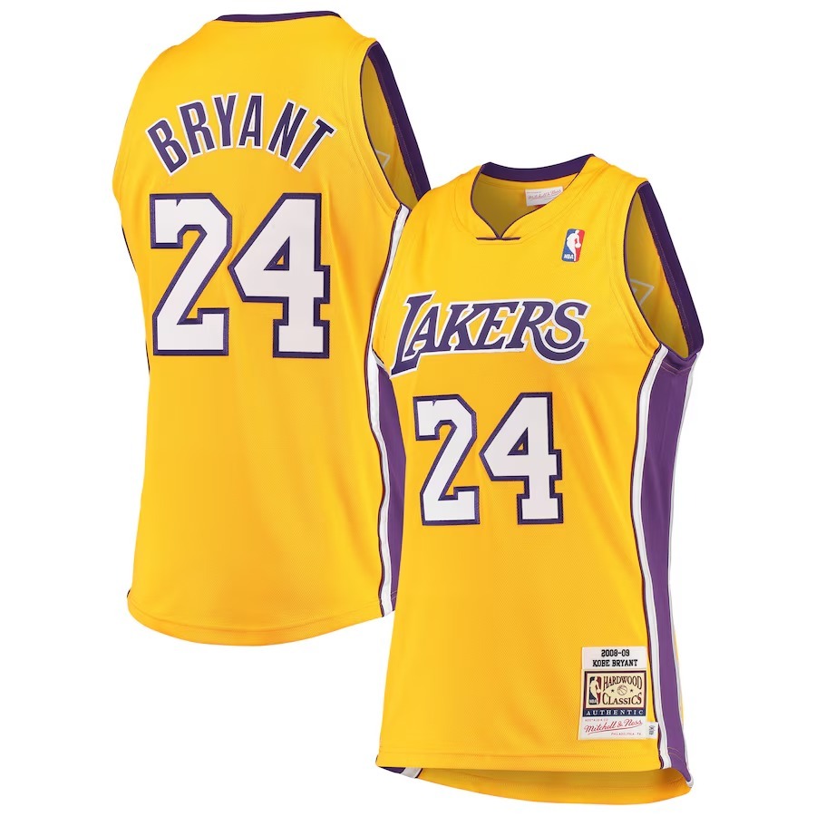 Men's Los Angeles Lakers Kobe Bryant Mitchell & Ness Gold Hardwood Classics 2008-09 Authentic Jersey - ujerseystore