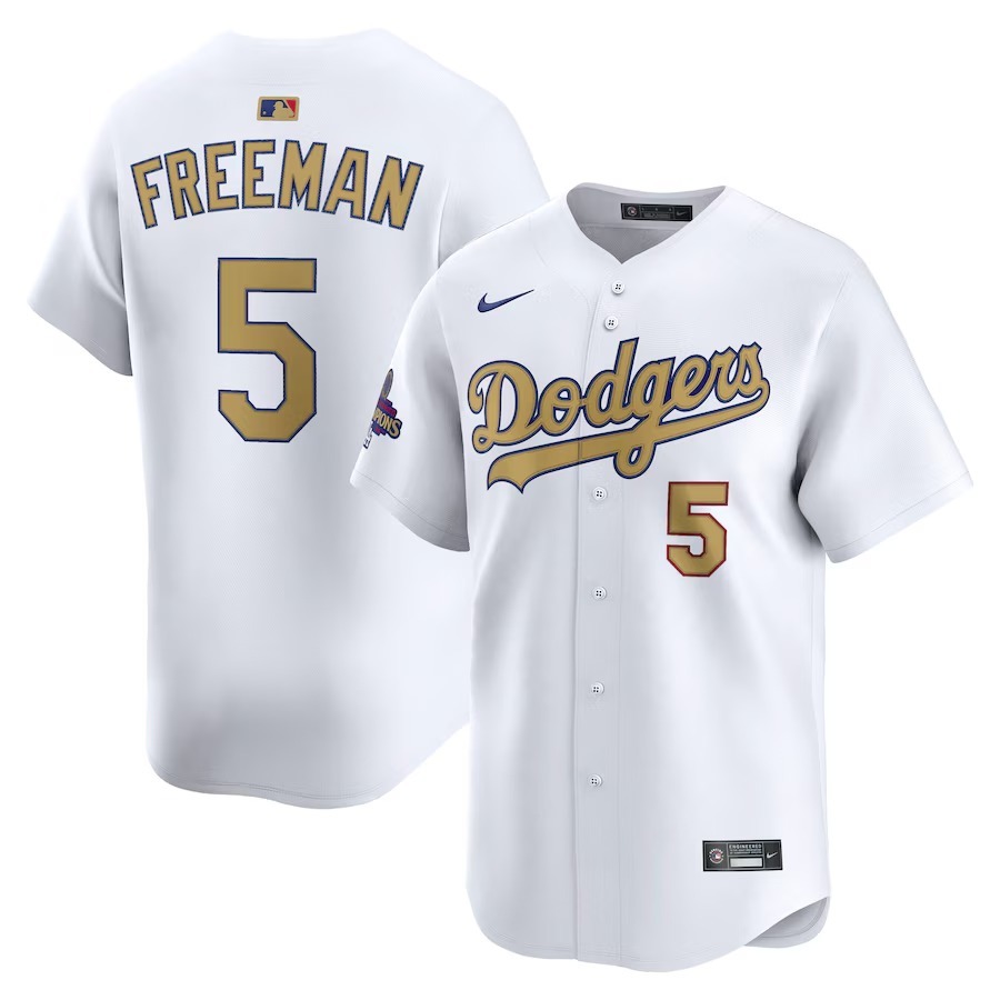 Men's Los Angeles Dodgers Freddie Freeman Nike White 2025 Gold Collection Limited Jersey - ujerseystore