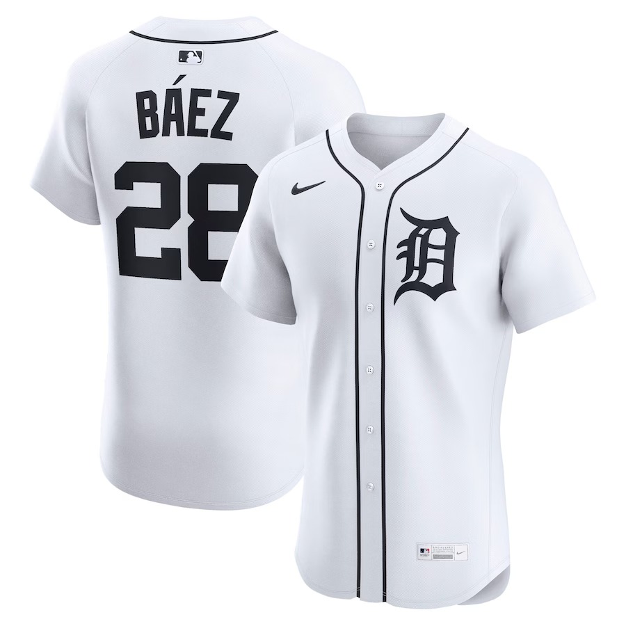 Men's Detroit Tigers Javier Báez Nike White Home Elite Jersey - ujerseystore