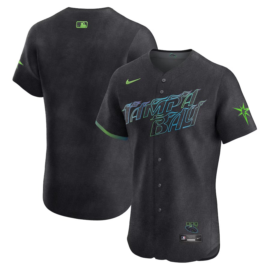 Men's Tampa Bay Rays Nike Charcoal 2024 City Connect Elite Jersey - ujerseystore