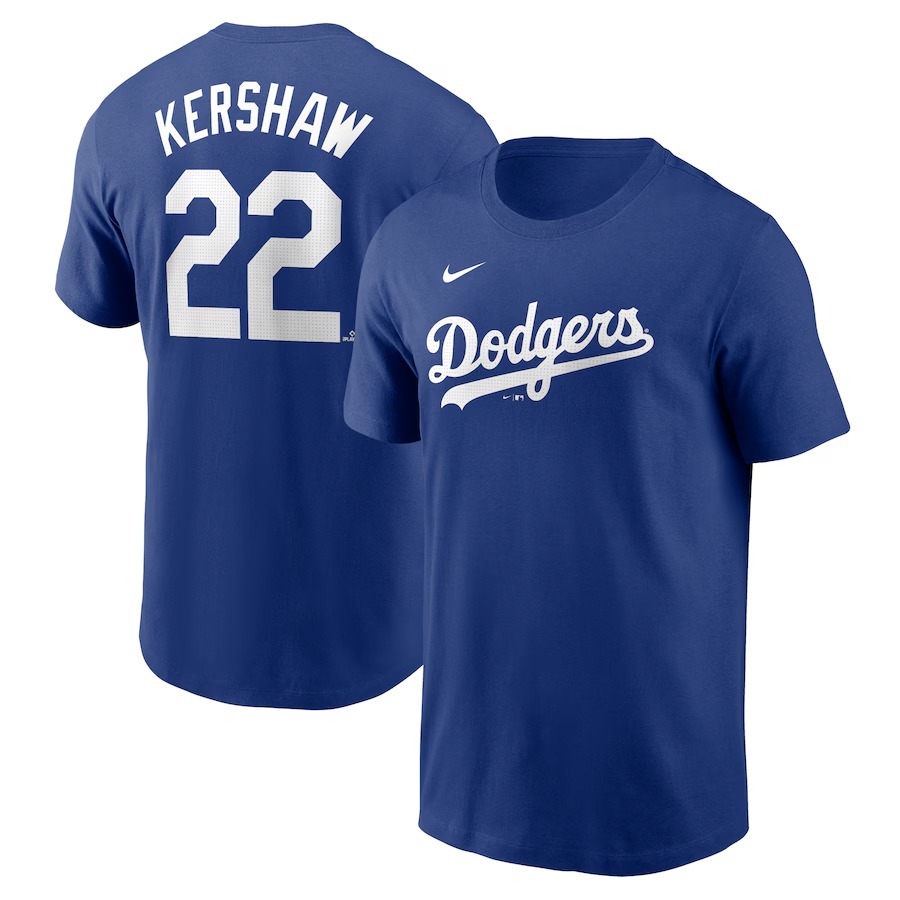 Men's Los Angeles Dodgers Clayton Kershaw Nike Royal Fuse Name & Number T-Shirt - ujerseystore
