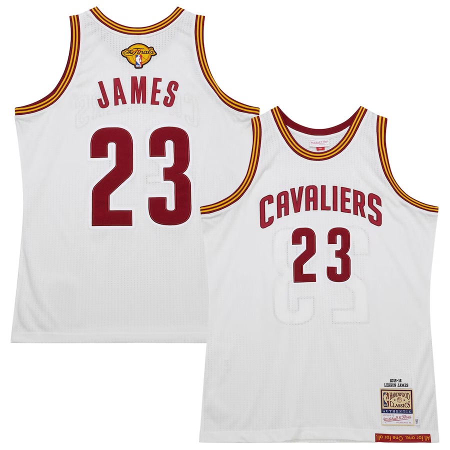 Men's Cleveland Cavaliers LeBron James Mitchell & Ness White 2015/16 Hardwood Classics Authentic Jersey - ujerseystore