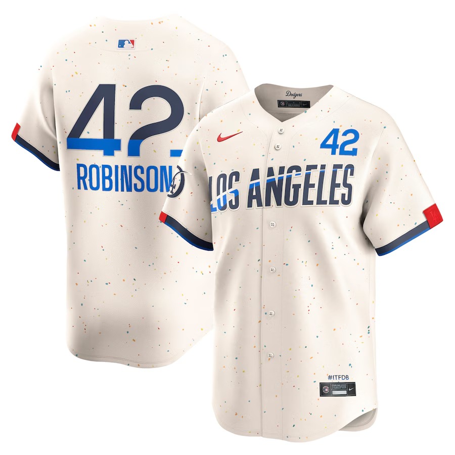 Men's Los Angeles Dodgers Jackie Robinson Nike Cream City Connect Limited Player Jersey - ujerseystore