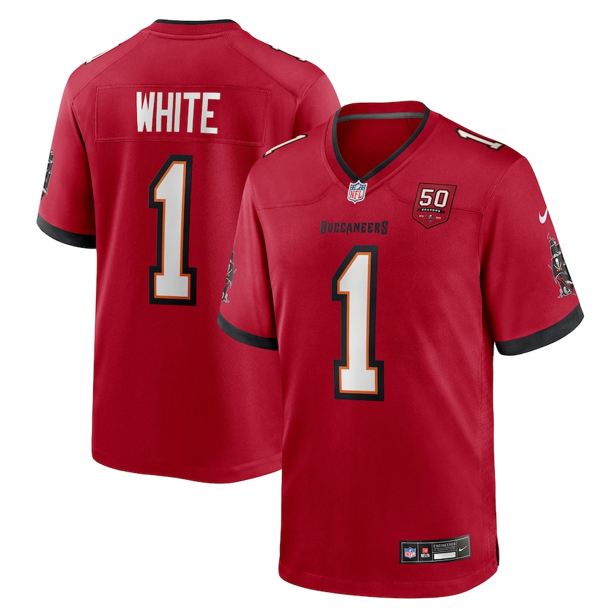 Men's Tampa Bay Buccaneers Rachaad White Nike Red 50th Anniversary Game Jersey - ujerseystore