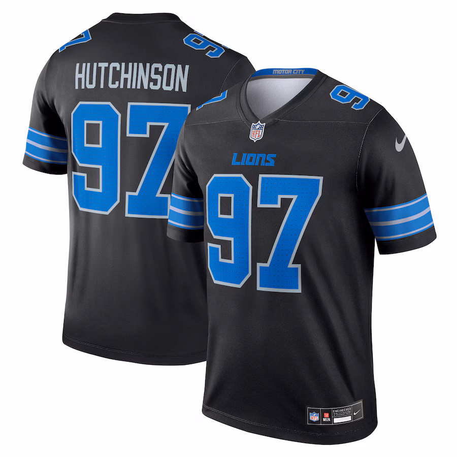 Men's Detroit Lions Aidan Hutchinson Nike Black Alternate Legend Jersey - ujerseystore