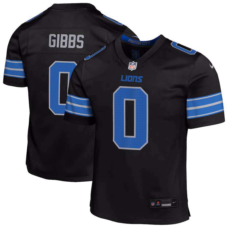 Youth Detroit Lions Jahmyr Gibbs Nike Black Alternate Game Jersey - ujerseystore