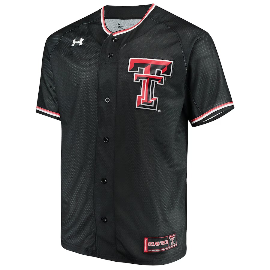 Men's Under Armour Black Texas Tech Red Raiders Performance Replica Baseball Jersey - ujerseystore