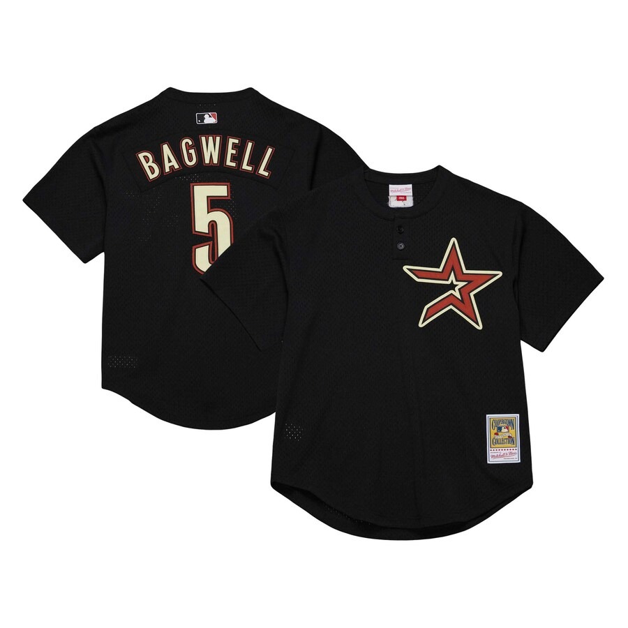 Men's Houston Astros Jeff Bagwell Mitchell & Ness Black Cooperstown Collection Mesh Batting Practice Jersey - ujerseystore