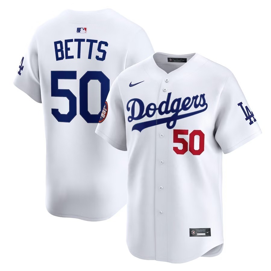 Men's Los Angeles Dodgers Mookie Betts Nike White 2025 MLB World Tour: Tokyo Series Home Limited Player Jersey - ujerseystore