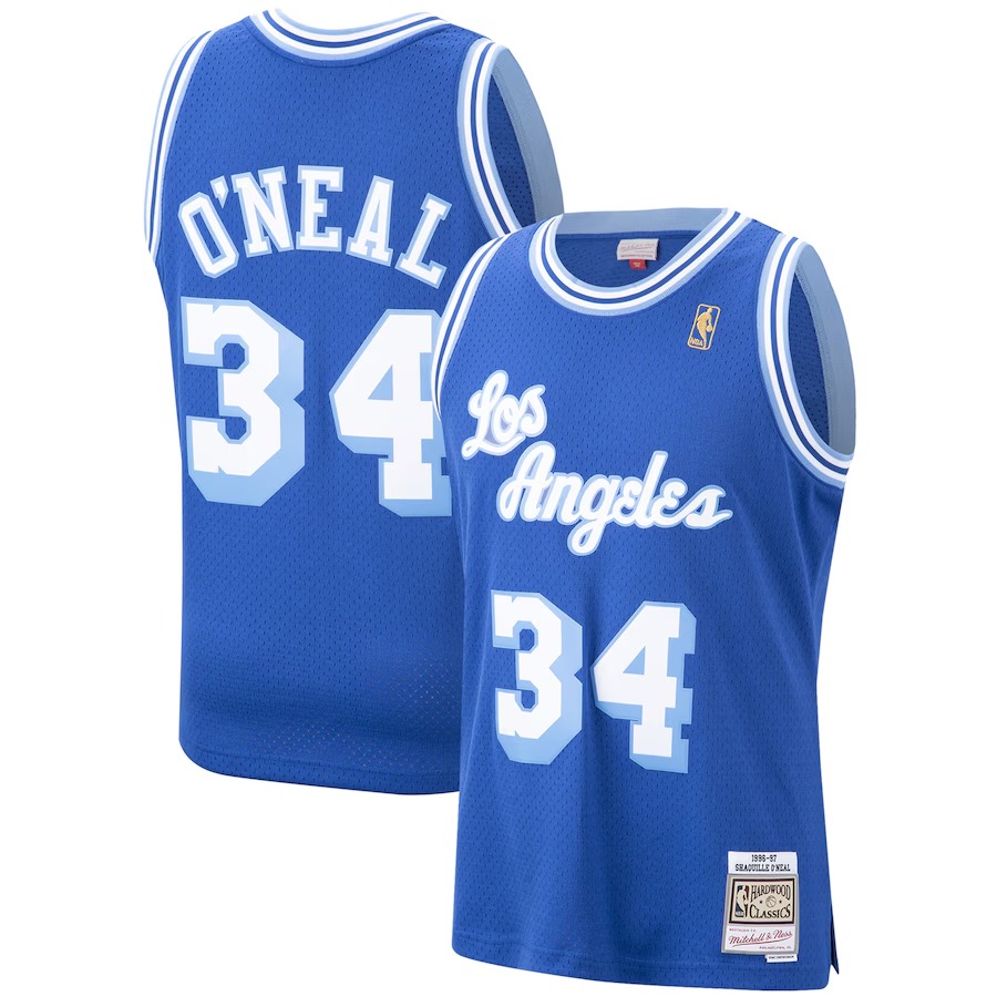 Men's Los Angeles Lakers Shaquille O'Neal Mitchell & Ness Royal Hardwood Classics Swingman Jersey - ujerseystore