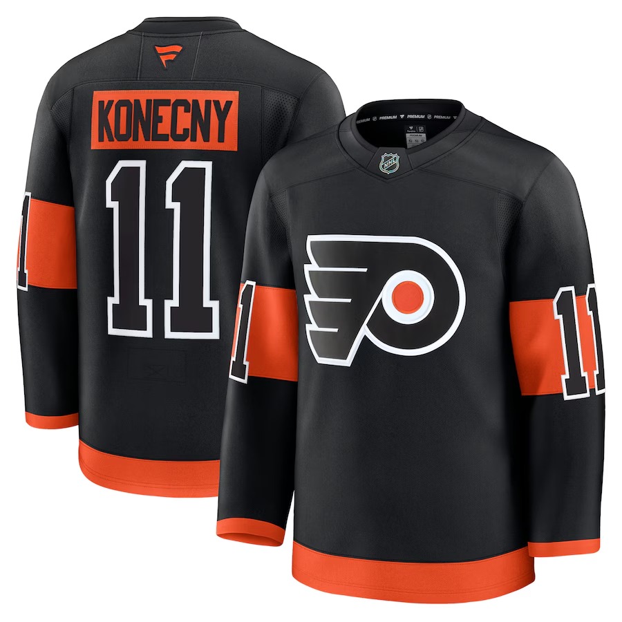 Men's Philadelphia Flyers Travis Konecny Fanatics Black Alternate Premium Jersey - ujerseystore