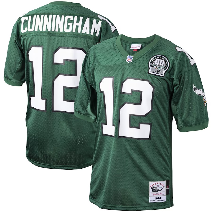 Men's Philadelphia Eagles 1992 Randall Cunningham Mitchell & Ness Green Authentic Throwback Retired Player Jersey - ujerseystore