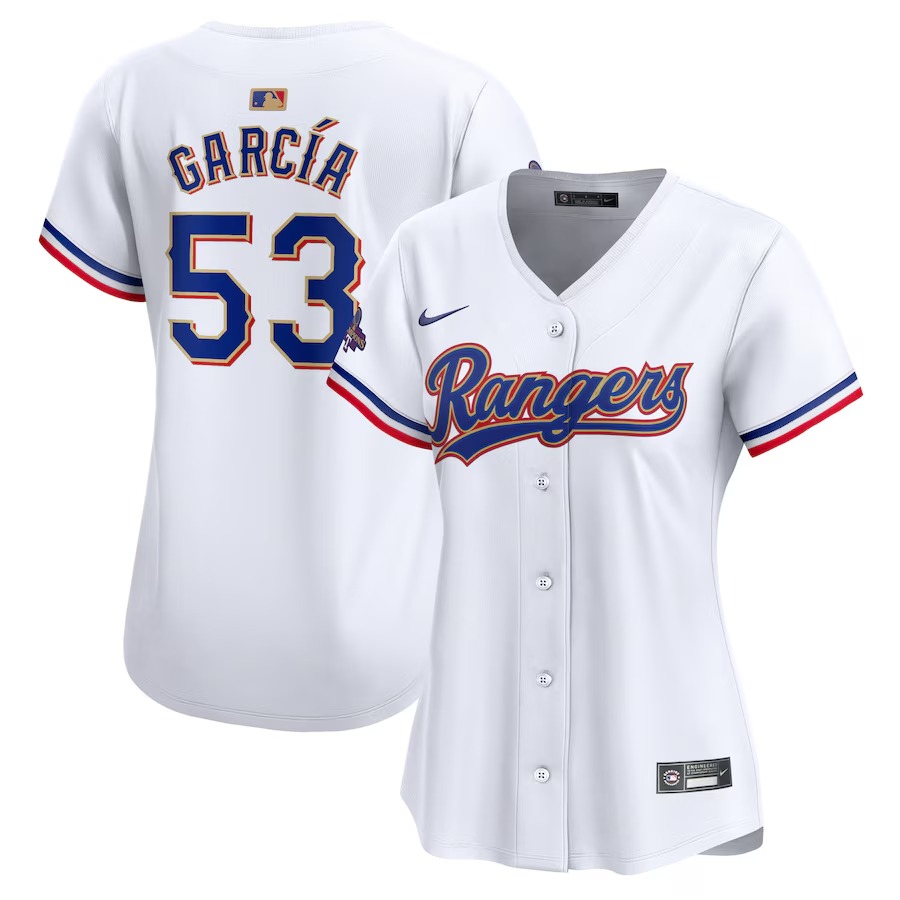 Women's Texas Rangers Adolis Garcia Nike White 2024 Gold Collection Limited Player Jersey - ujerseystore