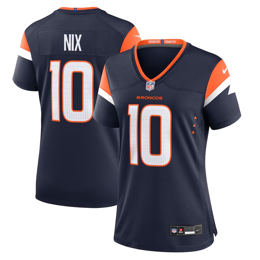 Women's Denver Broncos Bo Nix Nike  Navy Alternate Game Jersey - ujerseystore