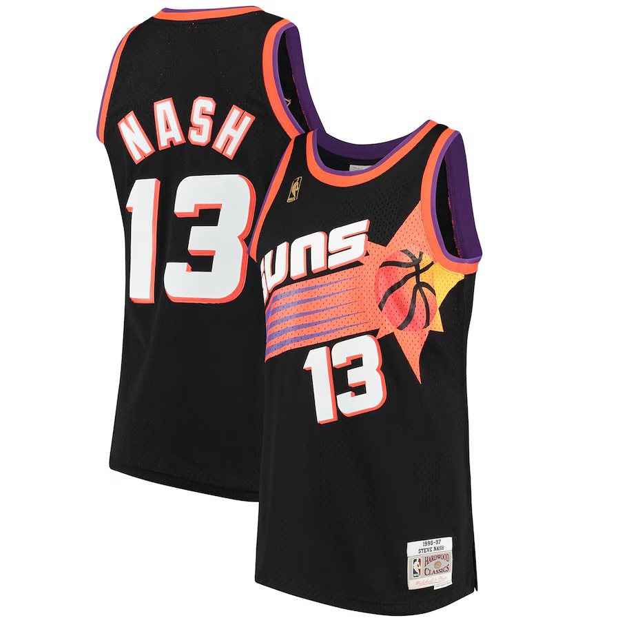 Men's Phoenix Suns Steve Nash Mitchell & Ness Black 1996/97 Hardwood Classics Swingman Jersey - ujerseystore