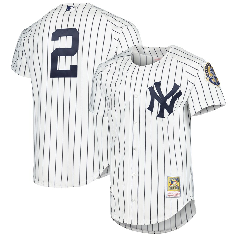 Men's New York Yankees Derek Jeter Mitchell & Ness White Cooperstown Collection Authentic Jersey - ujerseystore