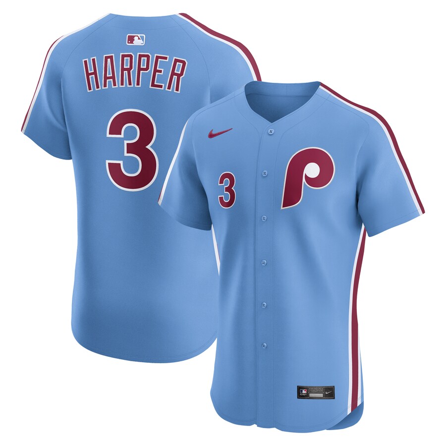 Men's Philadelphia Phillies Bryce Harper Nike Light Blue Alternate Elite Jersey - ujerseystore