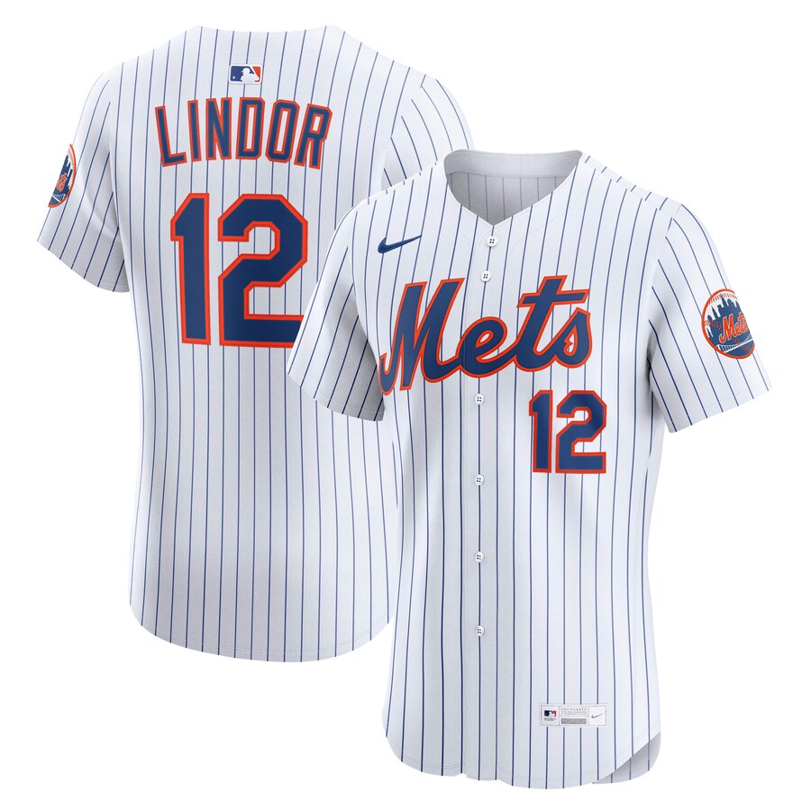 Men's New York Mets Francisco Lindor Nike White Home Elite Player Jersey - ujerseystore