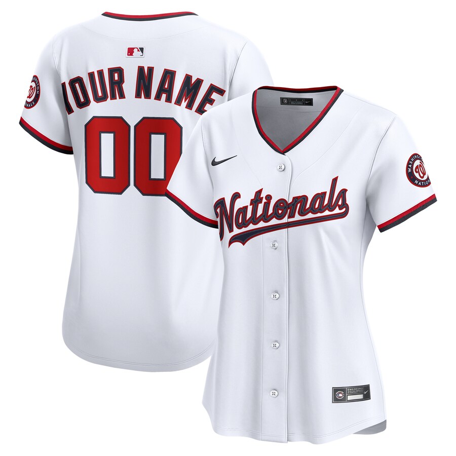 Women's Washington Nationals Nike White Home Limited Custom Jersey - ujerseystore