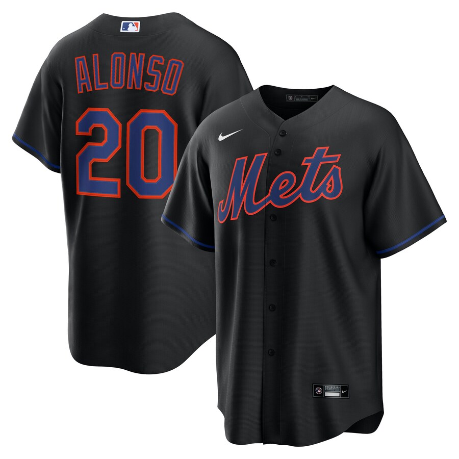 Men's New York Mets Pete Alonso Nike Black Alternate Replica Jersey - ujerseystore