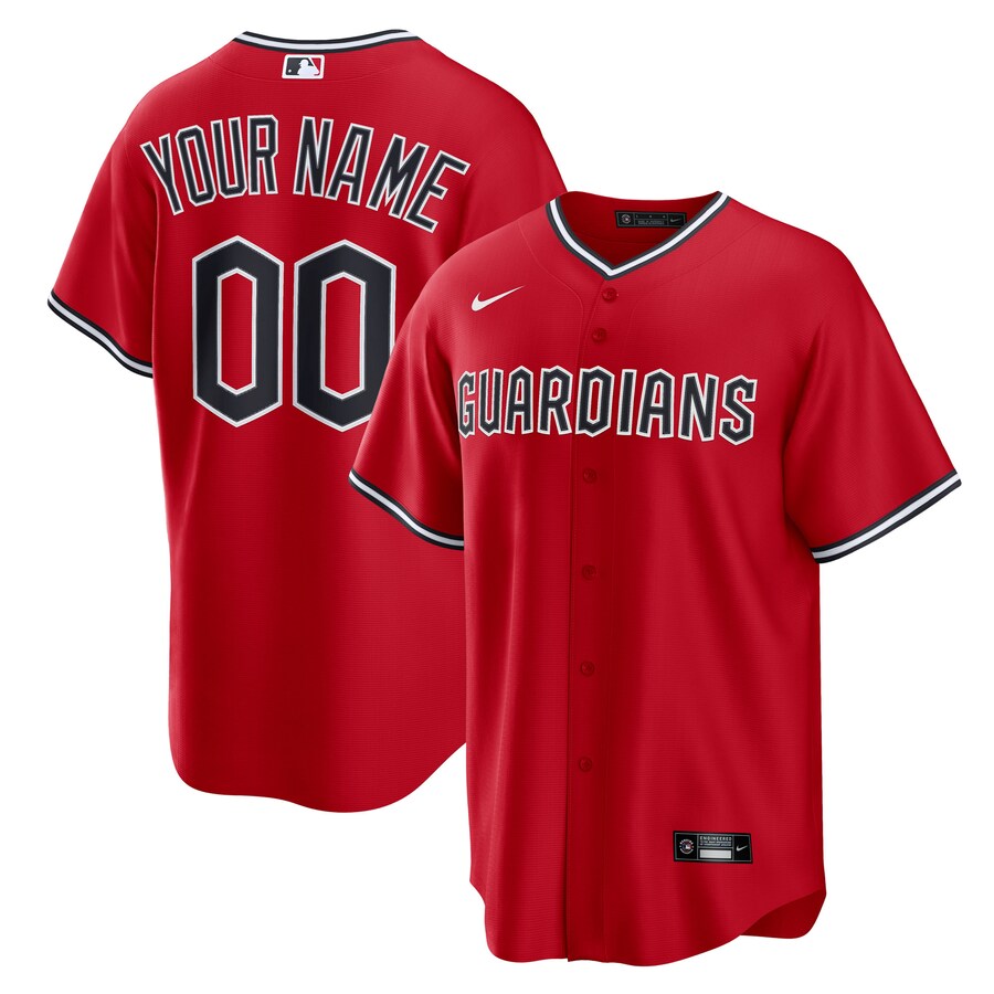 Men's Cleveland Guardians Nike Red Alternate 2 Custom Replica Jersey - ujerseystore