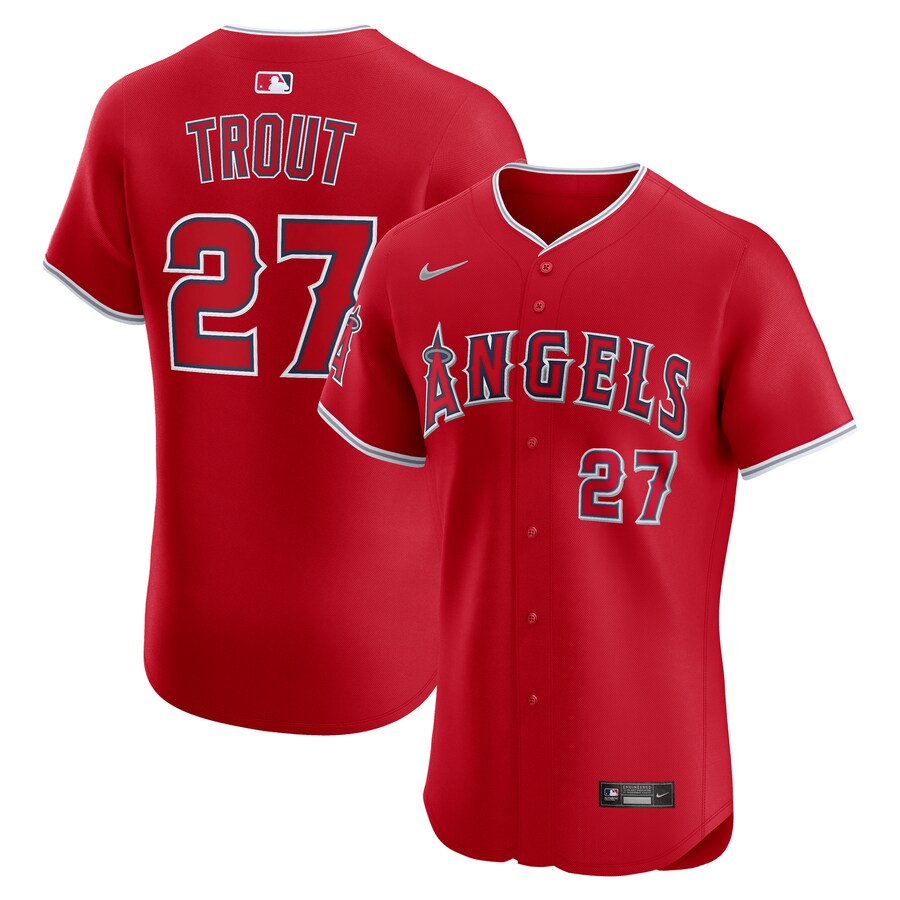 Men's Los Angeles Angels Mike Trout Nike Red Alternate Elite Jersey - ujerseystore