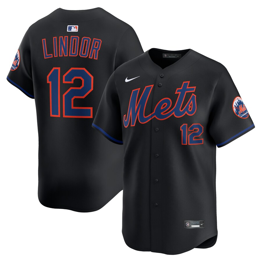 Men's New York Mets Francisco Lindor Nike Black Alternate Limited Jersey - ujerseystore