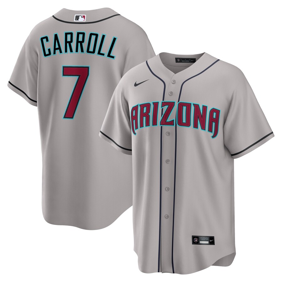 Men's Arizona Diamondbacks Corbin Carroll Nike Gray Road Replica Jersey - ujerseystore