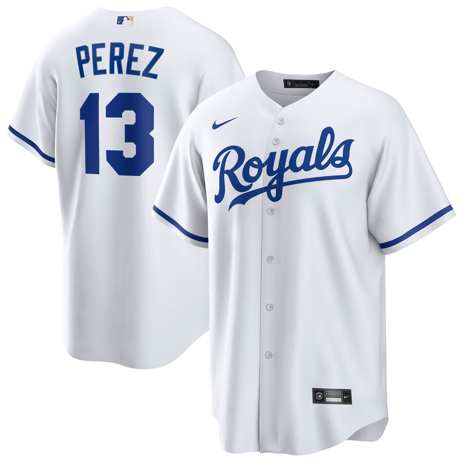 Men's Kansas City Royals Salvador Perez Nike White Home Replica Player Jersey - ujerseystore