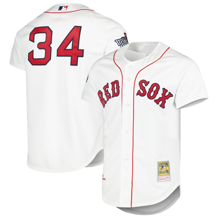 Men's Boston Red Sox David Ortiz Mitchell & Ness White Cooperstown Collection Authentic Jersey - ujerseystore