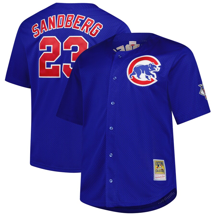 Men's Chicago Cubs Ryne Sandberg Profile Royal Big & Tall Cooperstown Collection Baseball Jersey - ujerseystore