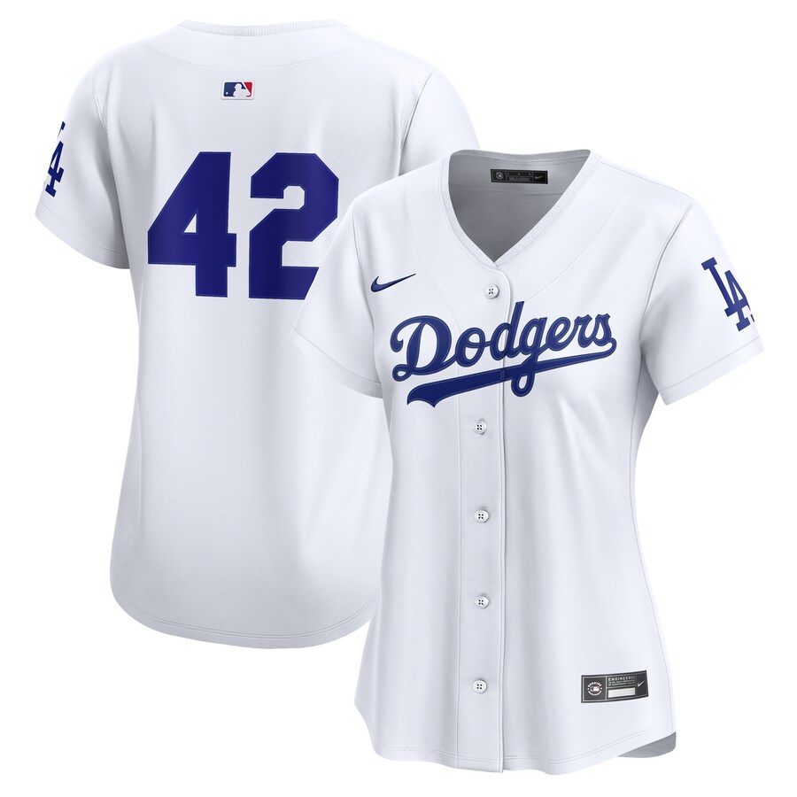 Women's Los Angeles Dodgers Nike White Home 2025 Jackie Robinson Day Limited Jersey - ujerseystore