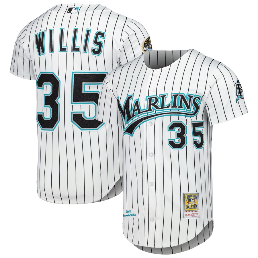 Men's Florida Marlins Dontrelle Willis Mitchell & Ness White Cooperstown Collection Authentic Jersey - ujerseystore