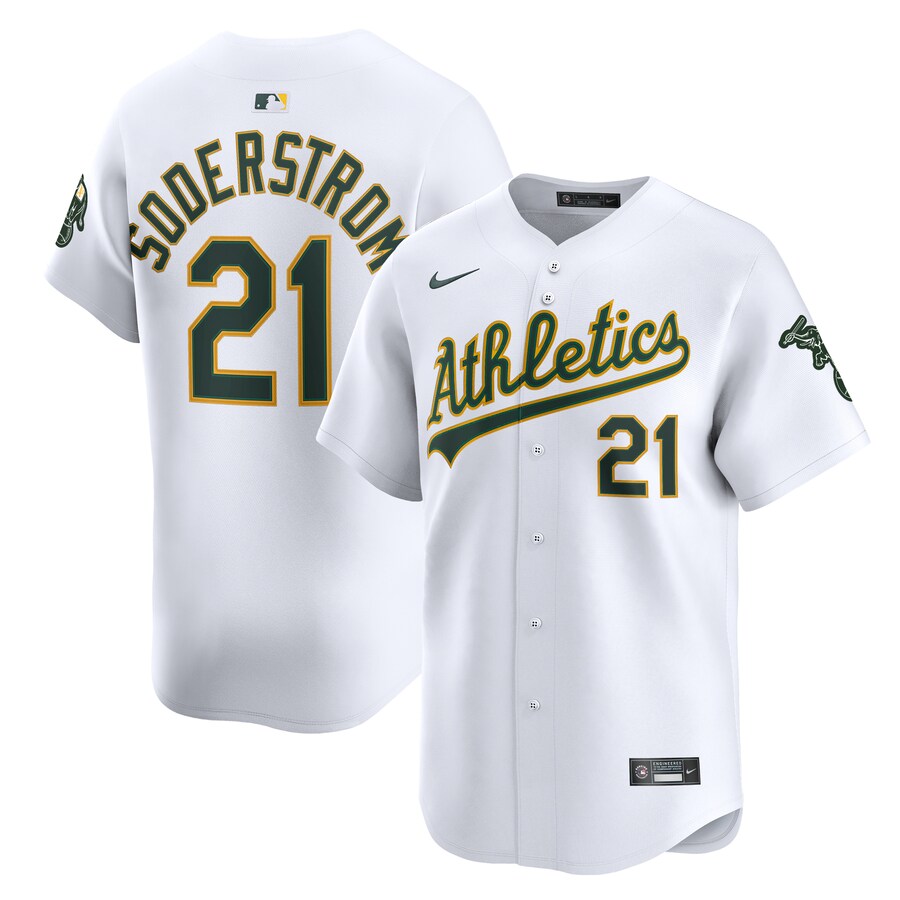Men's Athletics Tyler Soderstrom Nike White Home Limited Player Jersey - ujerseystore