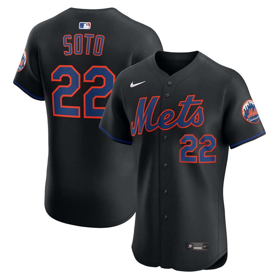 Men's New York Mets Juan Soto Nike Black Alternate Elite Jersey - ujerseystore