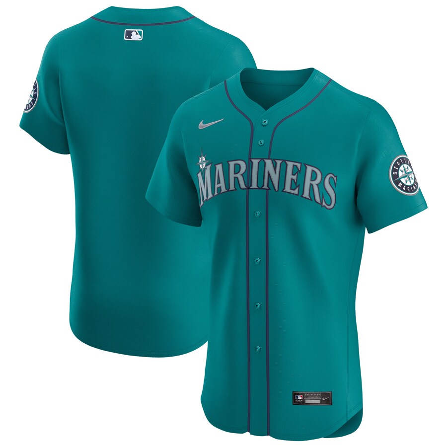Men's Seattle Mariners Nike Teal Alternate Vapor Premier Elite Patch Jersey - ujerseystore