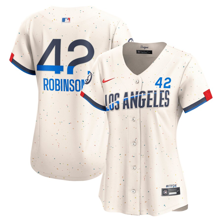 Women's Los Angeles Dodgers Jackie Robinson Nike Cream City Connect Retired Limited Jersey - ujerseystore
