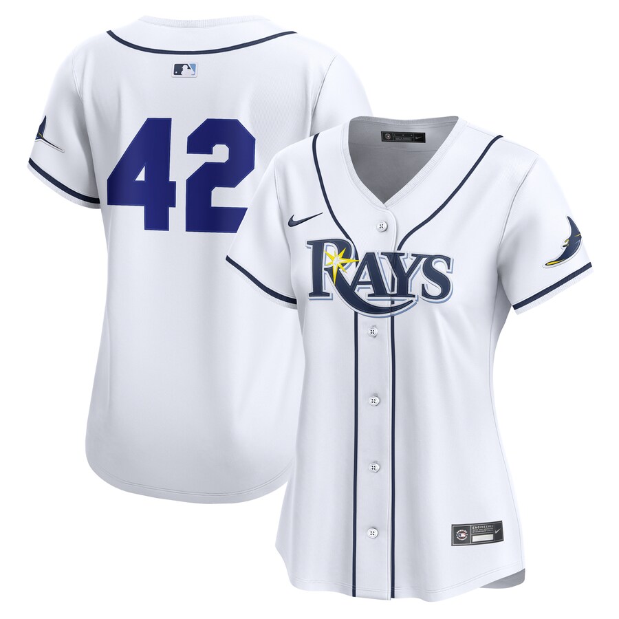 Women's Tampa Bay Rays Nike White Home 2025 Jackie Robinson Day Limited Jersey - ujerseystore